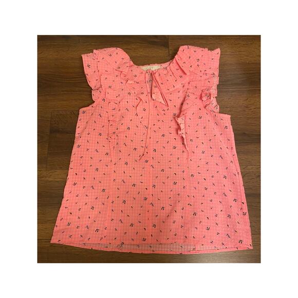 EUC The Loft pink ruffle trim blouse top sz: M - Picture 4 of 8